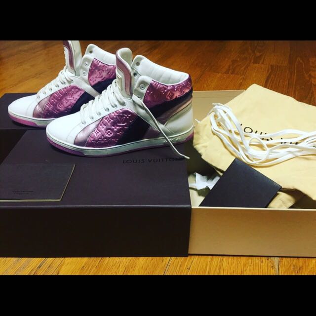 Women&#39;s Louis Vuitton LV Pink High Sneakers, Luxury, Apparel on Carousell