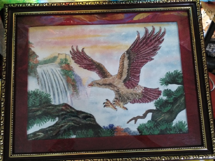 Myanmar Art Semi Precious Gem Stones Craft Painting Furniture On