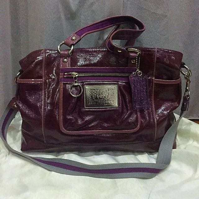 Coach leather vintage purse purple sateen interior cross body coach  shoulder bag | eBay
