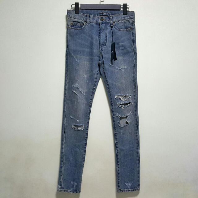 Original low waisted destroyed skinny jean online in dirty original blue trash denim