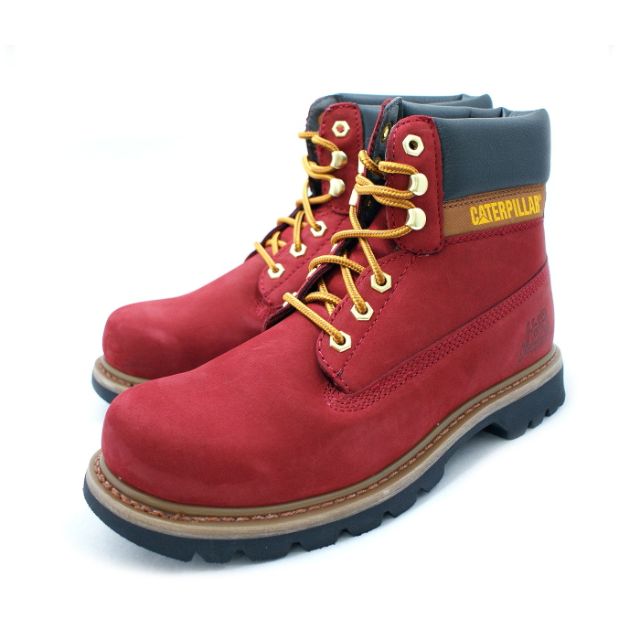 Red caterpillar top boots