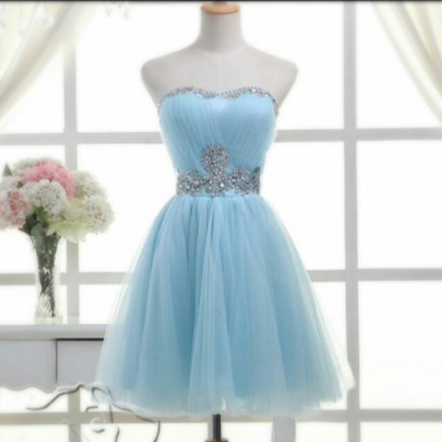 pastel blue cocktail dress