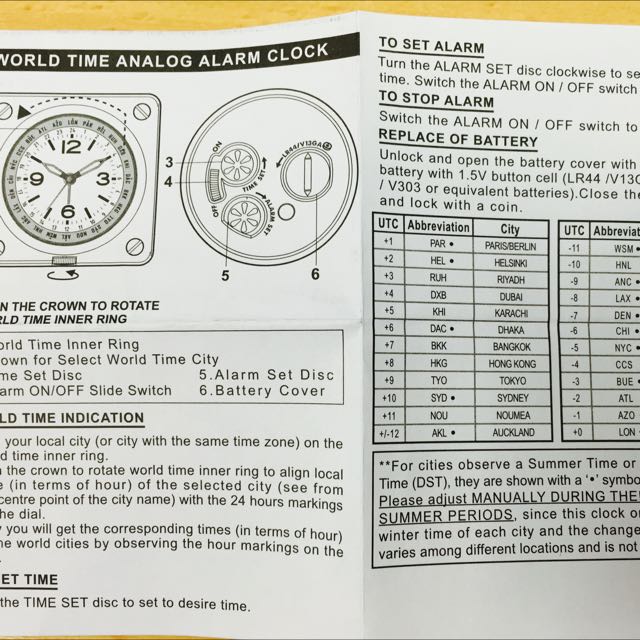 Boeing World Time Analog Alarm Clock, Furniture & Home Living, Home