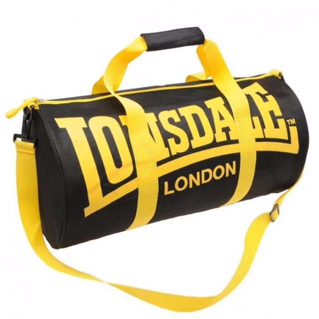 Lonsdale Barrel Gym Bag Black Yellow