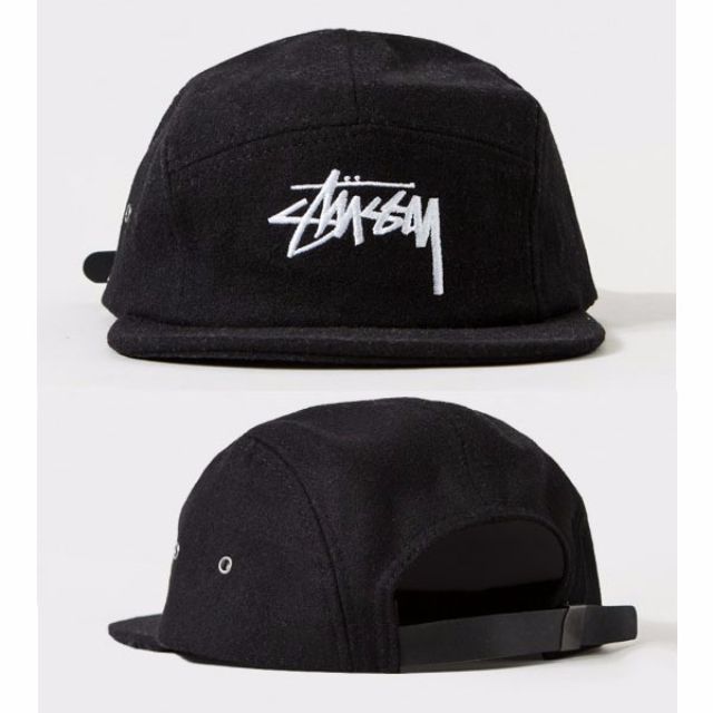 black leather strapback hat