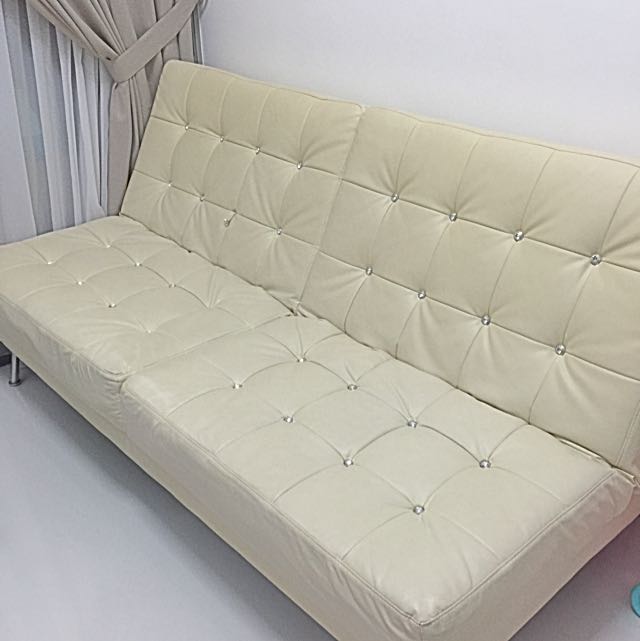 (REserved till 7 May) preloved white leather quilted crystal designer