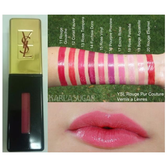 SOLD YSL Rose Vinyl Glossy Stain Rouge Pur Couture Vernis A Levres (shade 15  Rose Vinyl), Beauty & Personal Care, Face, Face Care on Carousell