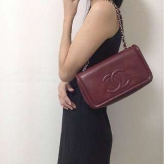 Chanel Burgundy Caviar Sling Bag