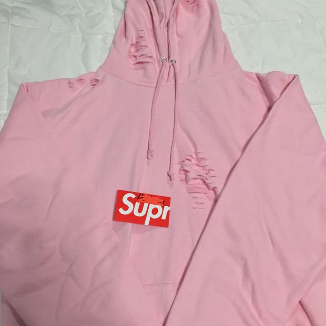 pink distressed hoodie