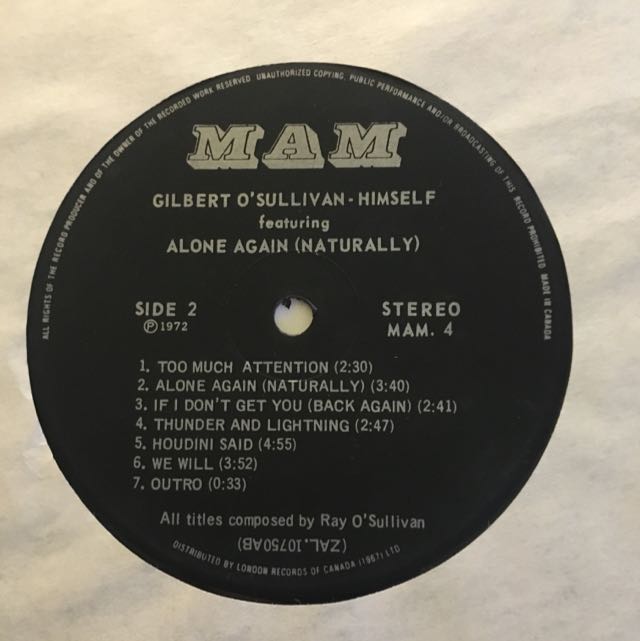 Vintage-GILBERT O'SULLIVAN - Himself (Alone Again, Naturally) 12 Vinyl LP  