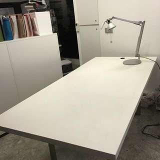 Office Table With Stainless Steel Legs And Cable Managment Tray