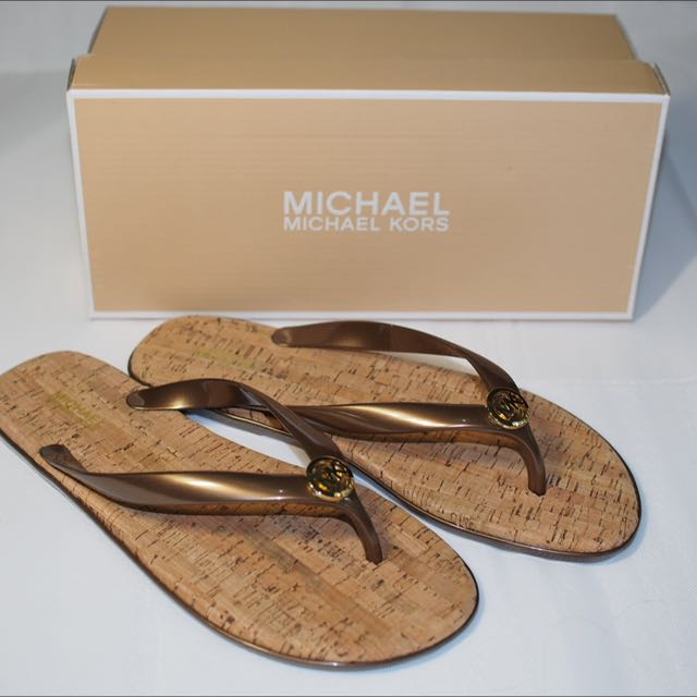 Michael kors jet set jelly flip flops black new arrivals