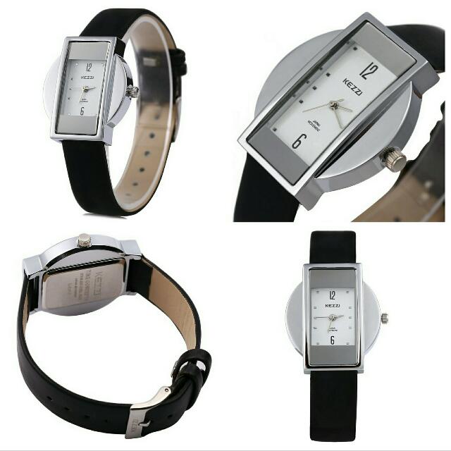 Unique Women watch KEZZI K 595L Round in Square shaded Quartz Watches Leather Watch Special Dial Wristwatch Waterproof
