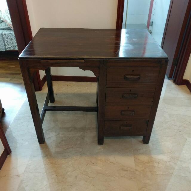 Solid Wood Vintage Indian Teak Study Table Desk Furniture On