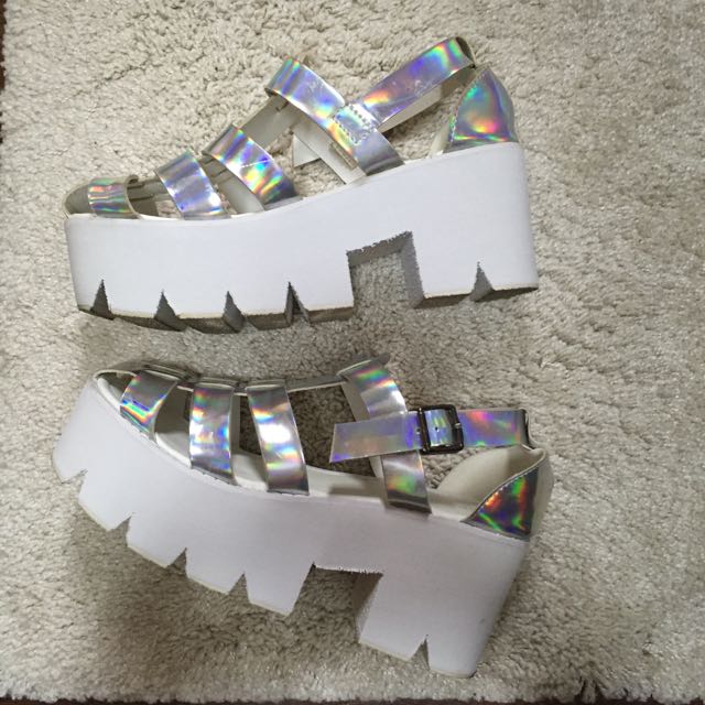 holographic platform shoes