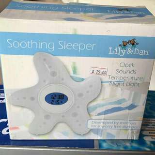 (Cash & Carry) Kids Night Light With Thermometer Sound And Clock