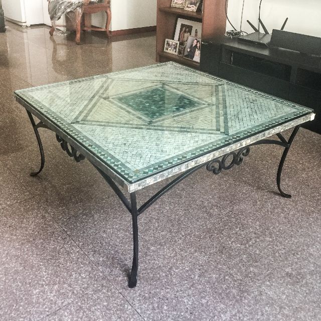 Designer Mosaic Tile Wrought Iron Coffee Table Bought 1010 Photo