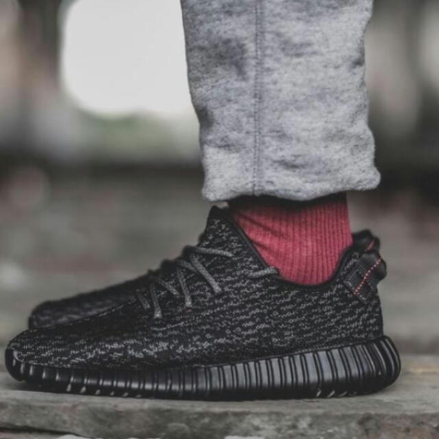 yeezy pirate black on feet