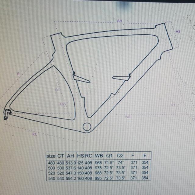 Gusto road bike size chart sales