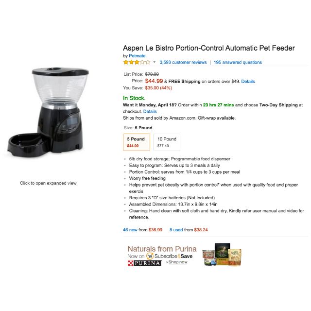Asen Le Bistro Automatic Pet Feeder Pet Supplies Homes Other