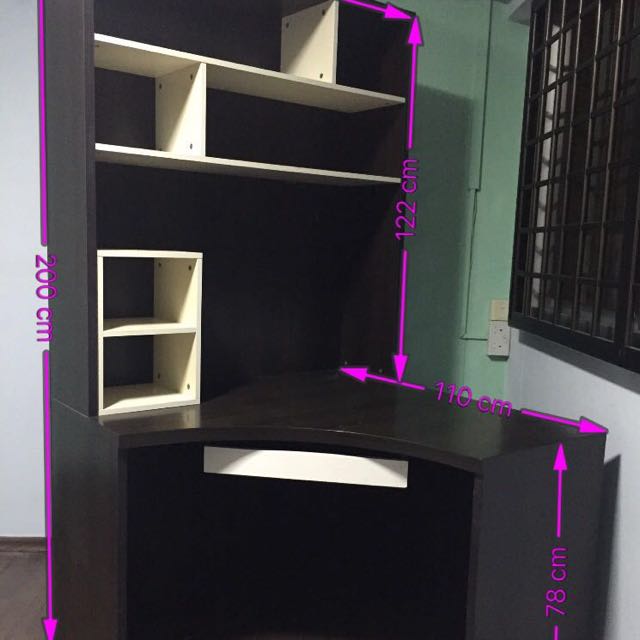 Corner Study Table With Shelf N PC, Furniture & Home Living, Furniture