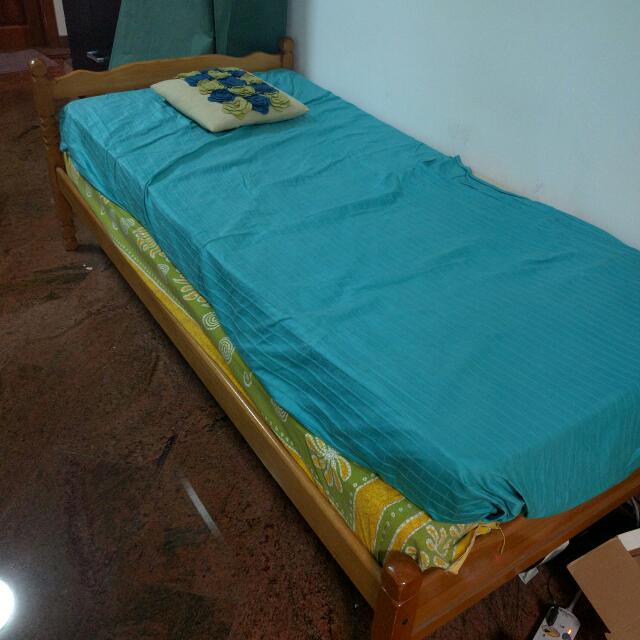 [Reserved] FREE Wooden Bed Frame With Mattress, Furniture & Home Living