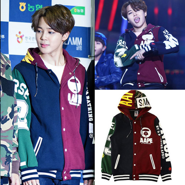 P.O BTS BAPE inspired varsity jacket Bulletin Board Preorders on Carousell