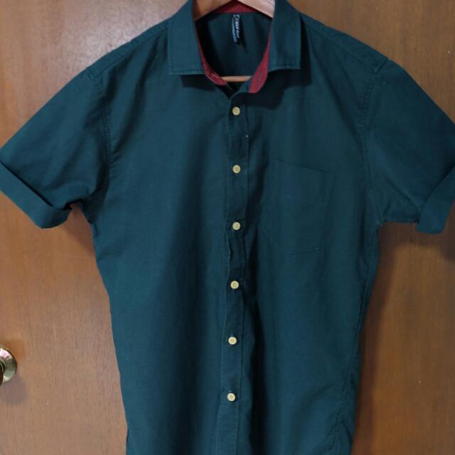 Dark Green Short Sleeve Shirt, Men's Fashion, Tops & Sets, Tshirts ...
