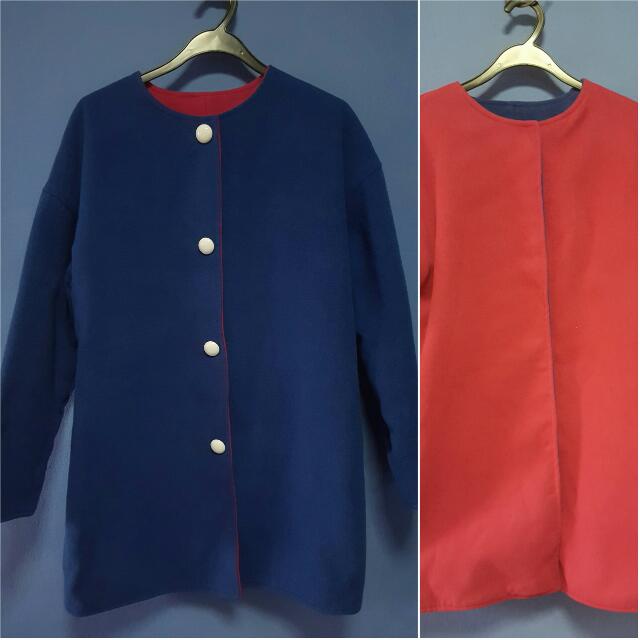 Bn Convertible Dark Blue And Hot Pink Winter Coat Jacket Fits Up