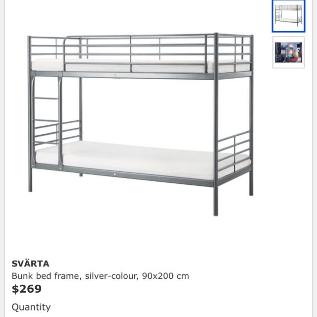 IKEA SVARTA Bunk bed Frame, Silver Color, Furniture & Home Living