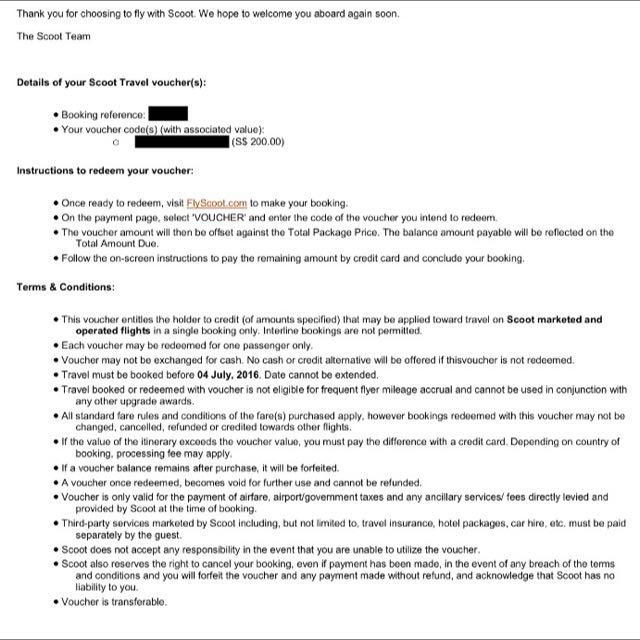 SCOOT AIRWAYS 200 Voucher, Tickets & Vouchers, Vouchers on Carousell