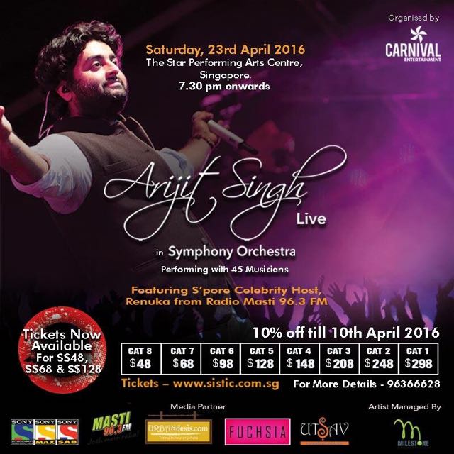 Arijit Singh Concert Ticket, Tickets & Vouchers, Event Tickets on Carousell