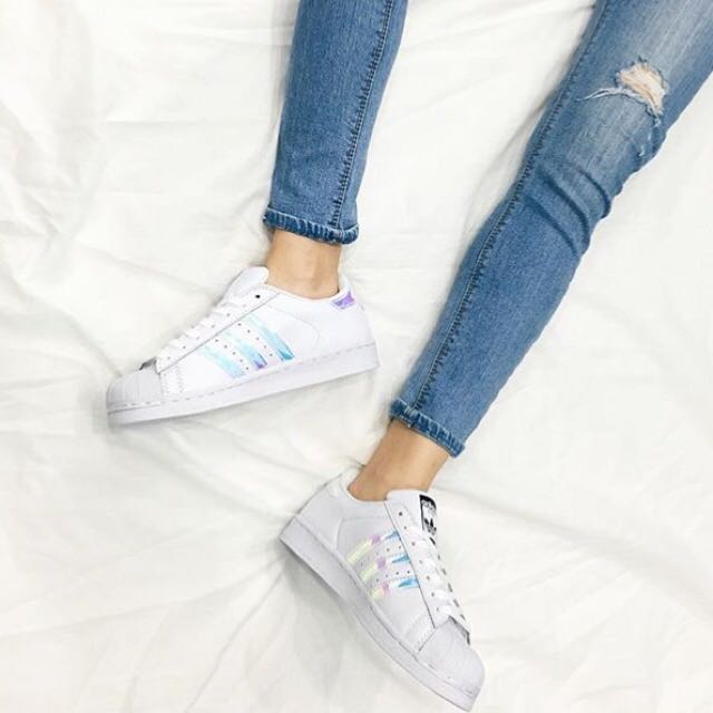 adidas superstar womens holographic stripes