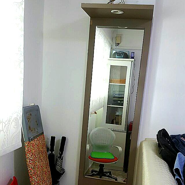 Full Length Mirror Complete with Spotlight & Drawer, Furniture & Home