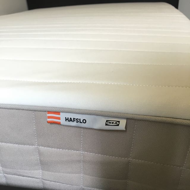 IKEA Malm Single Bed Frame + Hafslo Mattress + 2 Storage Boxes