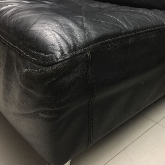 Preowned Full leather Lshaped sofa, Furniture & Home Living