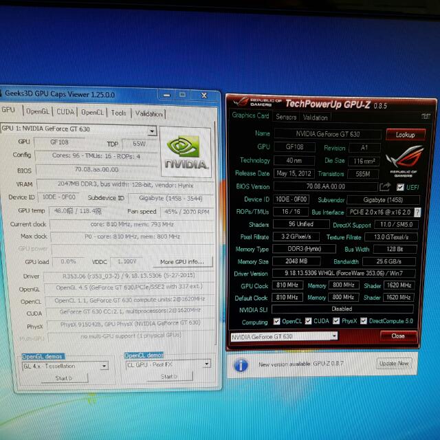 Pre owned GIGABYTE GeForce GT 630 DirectX 11.1 GV N630 2GI REV1.0 2GB 128 Bit DDR3 PCI Express 2.0 x16 Video Card