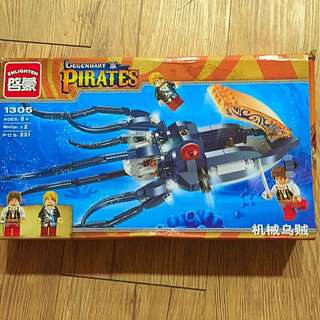 正品啓蒙積木 機械烏賊海盜系列拼裝模型6-10歲兒童益智玩具