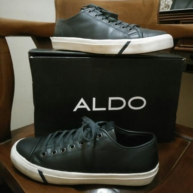 Aldo Black Leather Smart Casual Sneakers Men S Fashion On Carousell
