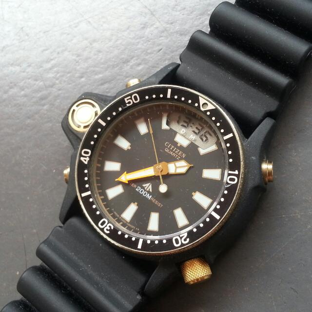 Rare Vintage PVD C028 Citizen Aqualand Promaster Anadigi Diver from 1980s reduced