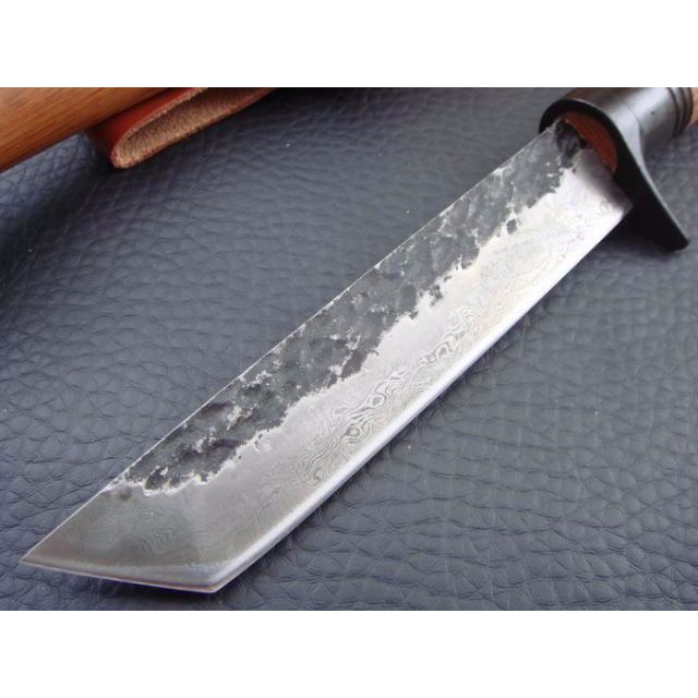 BN FULL SIZE Genuine Damascus Patterned Fixed Blade Tanto Survival ...
