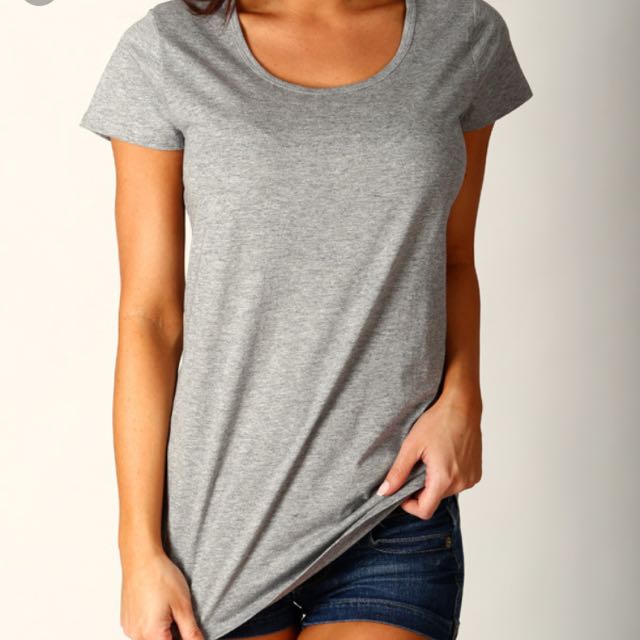 Plain grey t shirt womens clearance