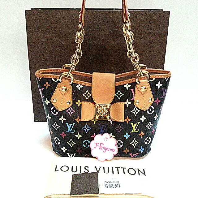 Louis Vuitton Black Monogram Multicolor Annie MM Tote Bag