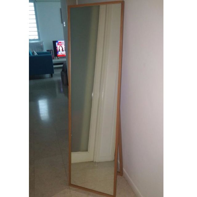 New Standing Mirror Wooden Frame Light Brown Furniture