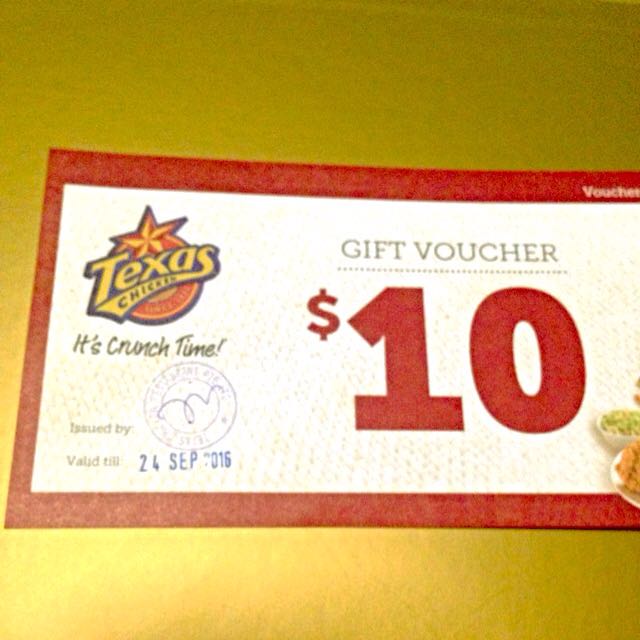 (Pending) Texas Chicken Voucher 10 x3, Entertainment on Carousell