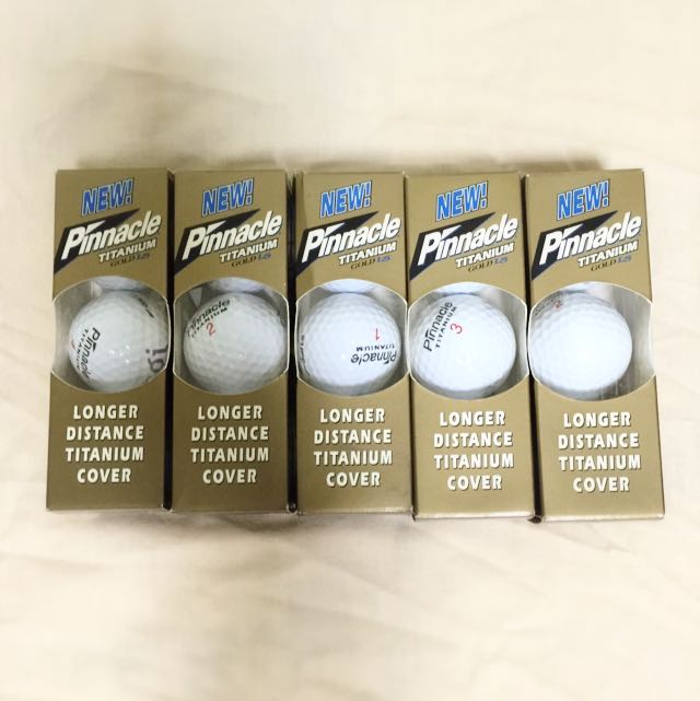 BNIB 15 Golf Balls (Pinnacle Titanium Gold LS), Sports Equipment, Sports & Games, Golf on Carousell