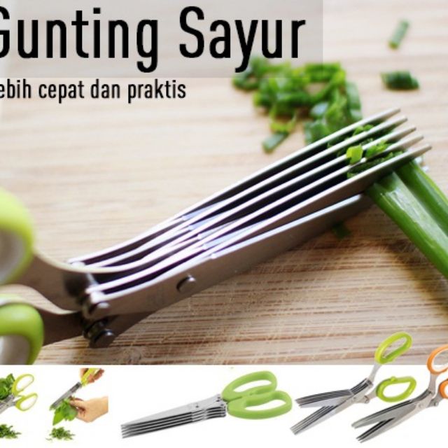 Gunting Sayur 5 Lapis Alat Potong Makanan Dapur Praktis Sayuran Bagikan Barang Ini