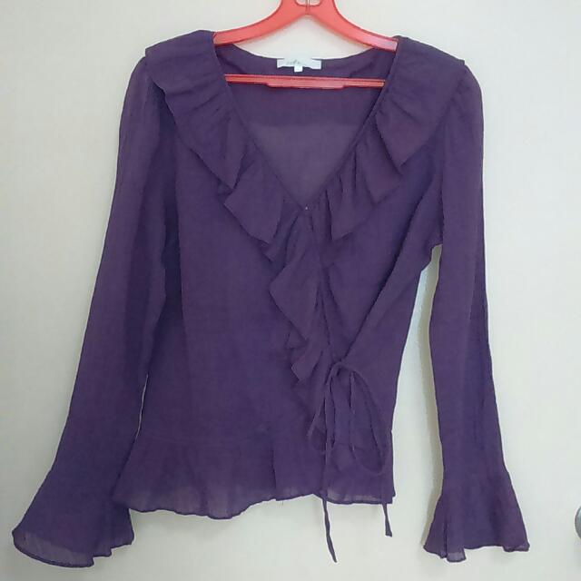 lavender ruffle blouse