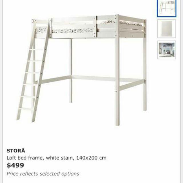 IKEA STORA LOFT BED FRAME WITH MATTRESS, Furniture & Home Living