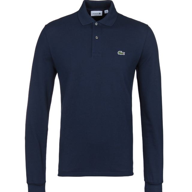 Lacoste Navy Classic Fit Long Sleeve Pique Polo Shirt, Men's